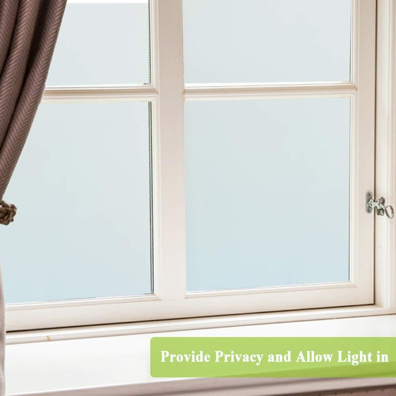 Mikomer White Frosted Privacy Window Film, Static Cling, Heat Control, Anti UV, 35'' x 78.7'' - Image 2
